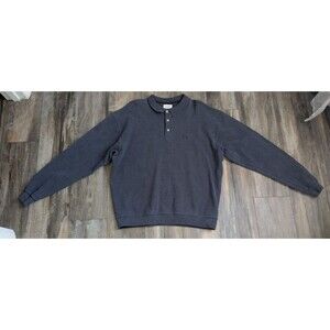 Boss Hugo Boss Men's XXL Collared Pullover Long Sleeve 13 Button Blue